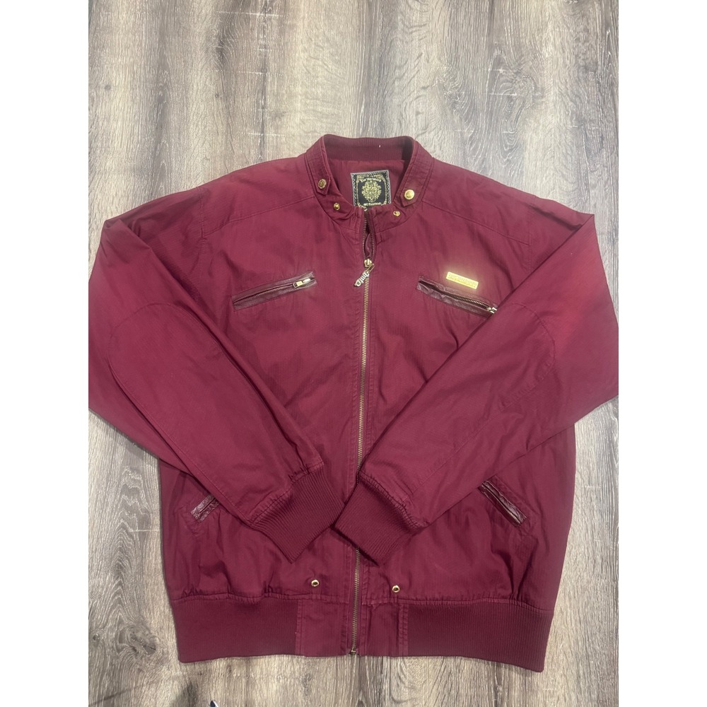Live Mechanics Mens 2XL Burgundy Bomber Jacket Full Zip Lightweight Maroon Coat